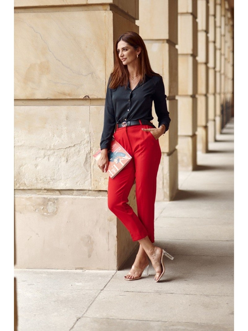 Elegant red trousers with a crease MP45120 - Online store - Boutique